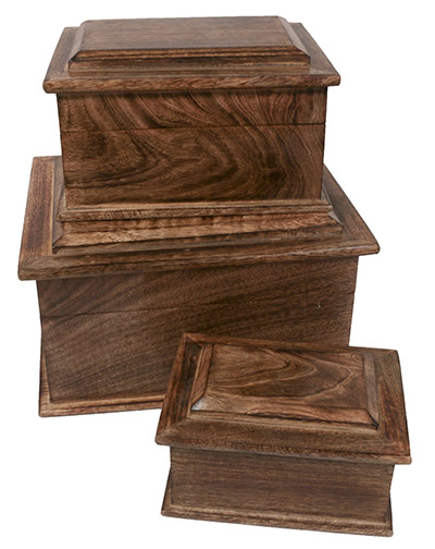Mango Wood Set Of 3 Boxes Sqaure - Click Image to Close
